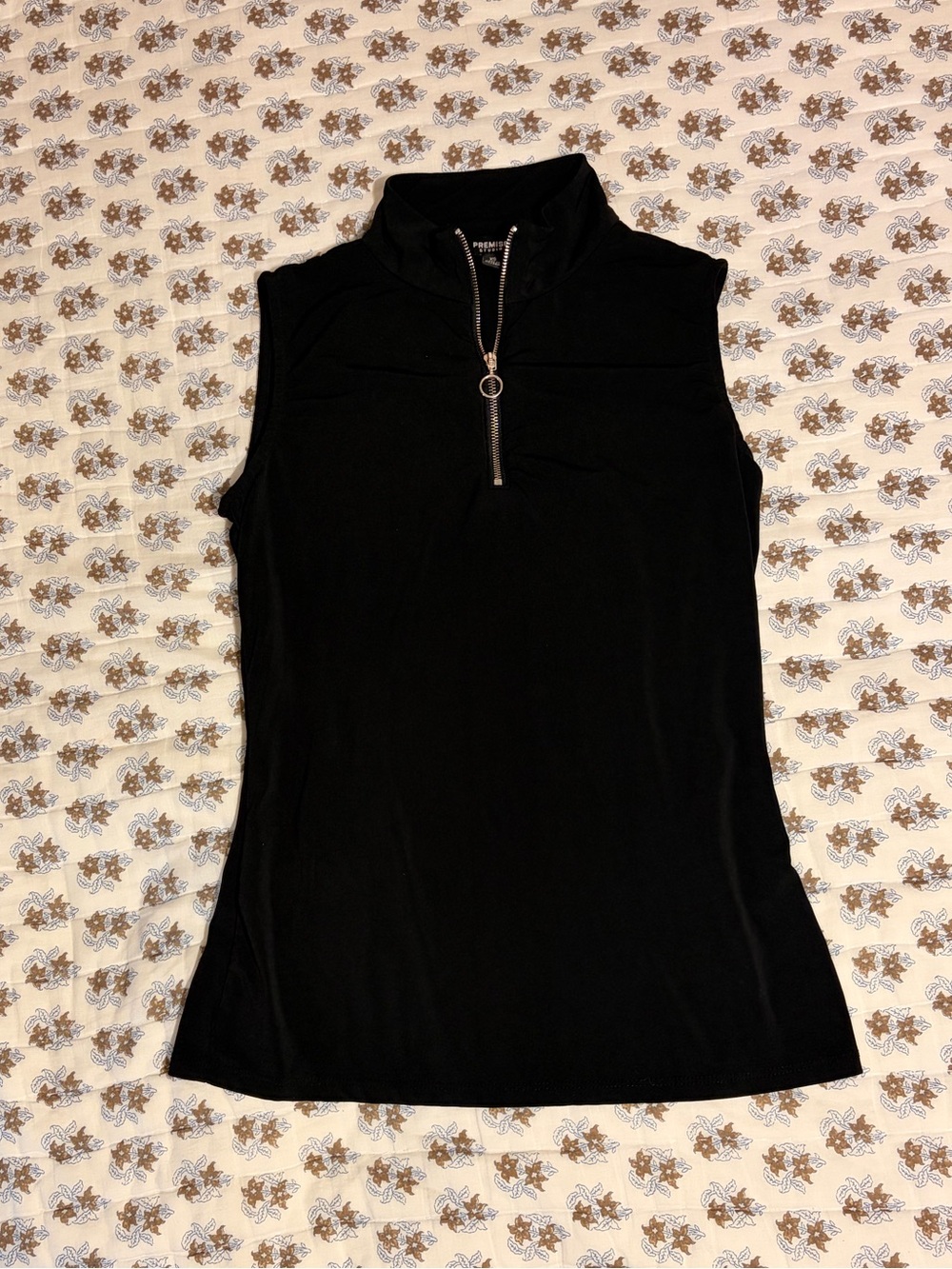 Premise Black Sleeveless Zip Mock Neck Tank